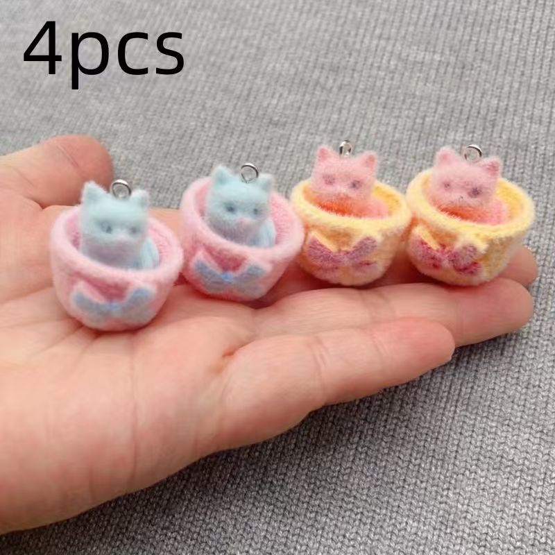 4pcs 3D plush resin cat pendan - Resin recension och pris