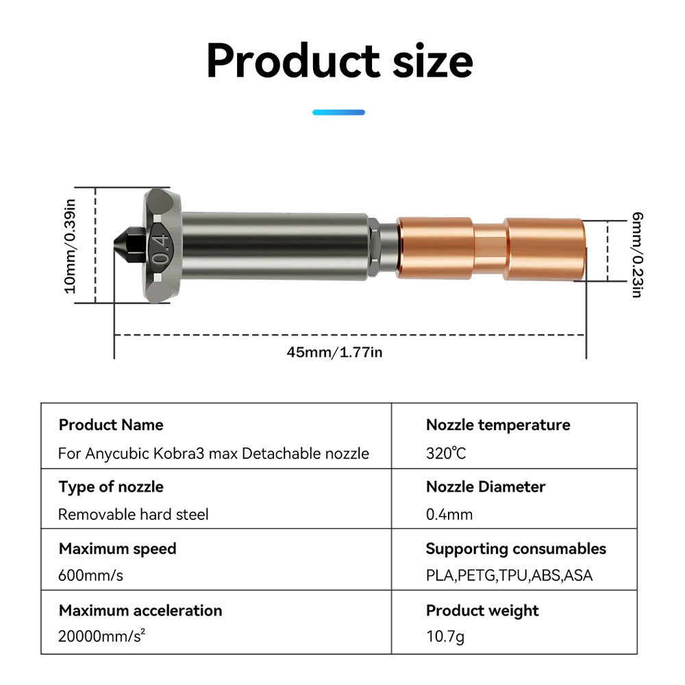 New Upgrade Nozzle For Anycubi - Hotend 0.4Mm recension och pris