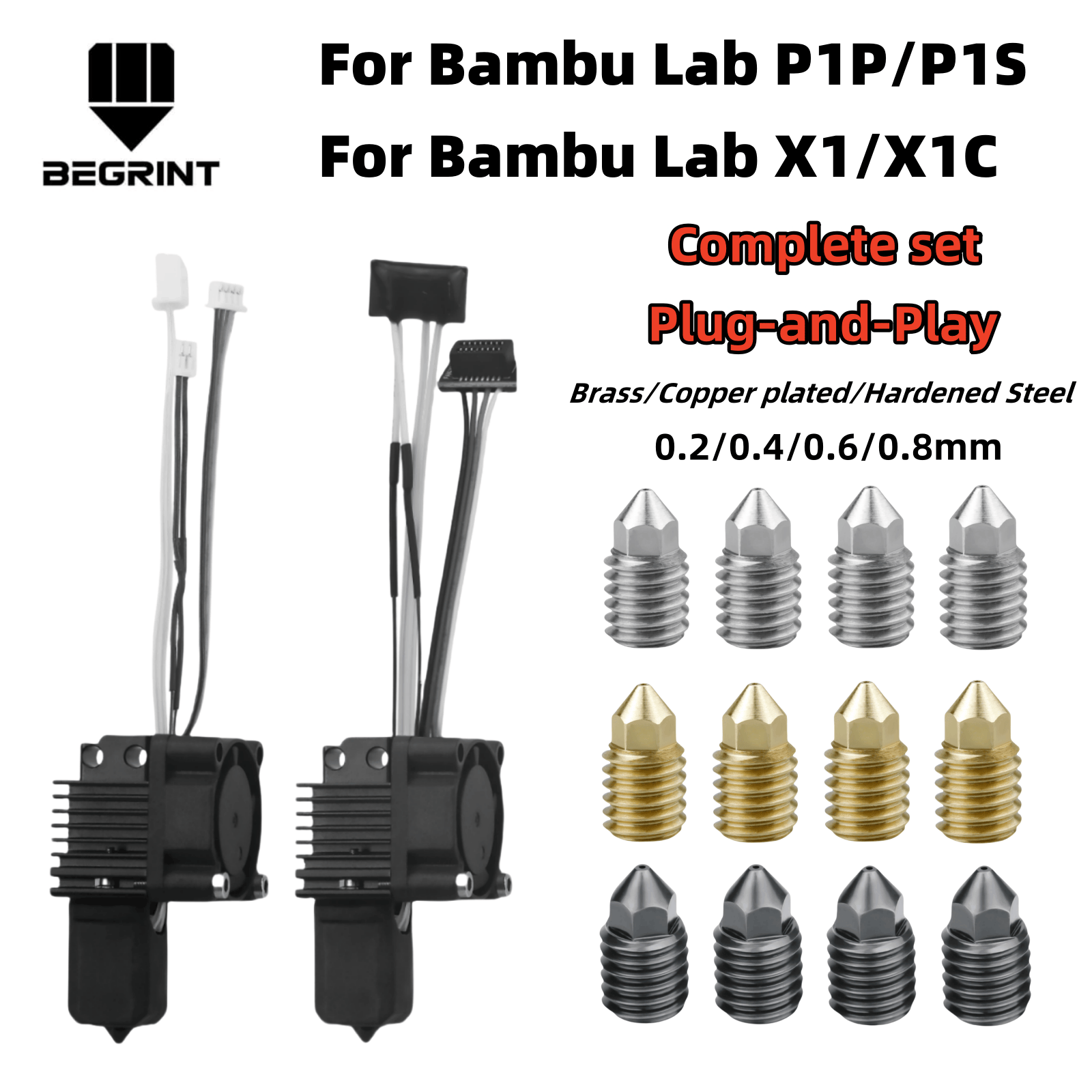 For Bambu Lab X1C P1P P1S Comp - Hotend 0.4Mm recension och pris